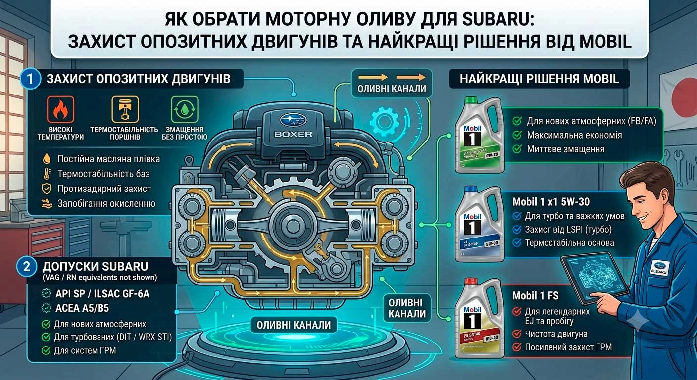 Як обрати моторну оливу для Subaru: захист опозитних двигунів та найкращі рішення від Mobil